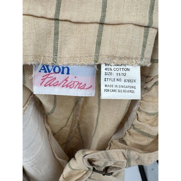 90s VTG Style Linen Cotton High Waist Mom Shorts Size 26/S Vintage yellow stripe - Picture 6 of 11